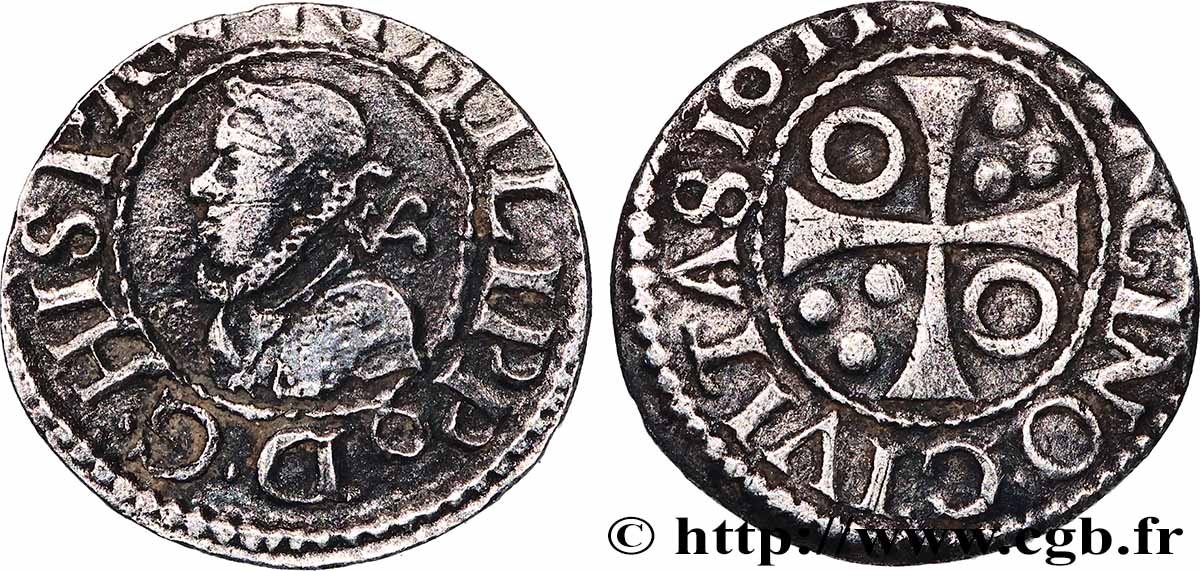 ESPAGNE - ROYAUME D ESPAGNE - PHILIPPE III 1/2 Real frappe pour Barcelone 1611 Barcelone TTB