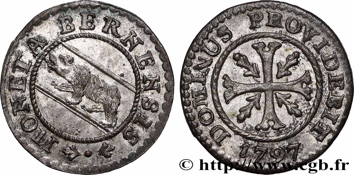 SUISSE - CANTON DE BERNE 1/2 Kreuzer (Vierer) - Canton de Berne 1797 SPL