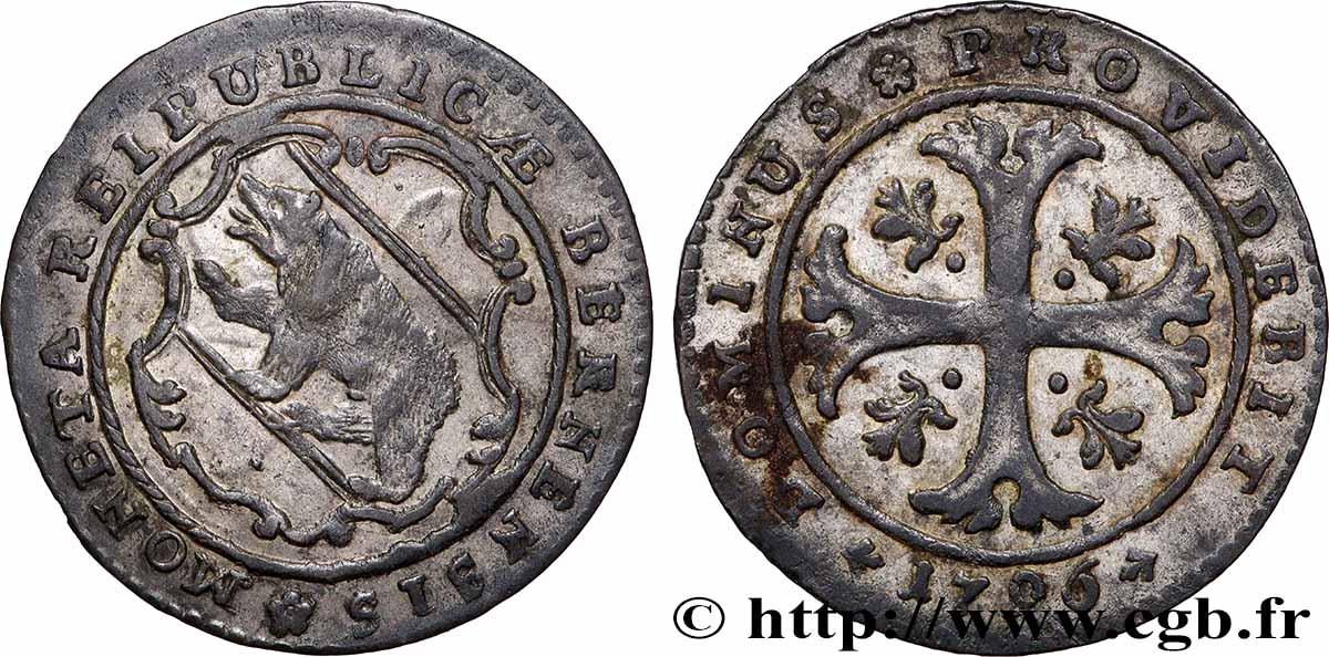 SUISSE - CANTON DE BERNE 1/2 Batzen 1796 Berne TTB