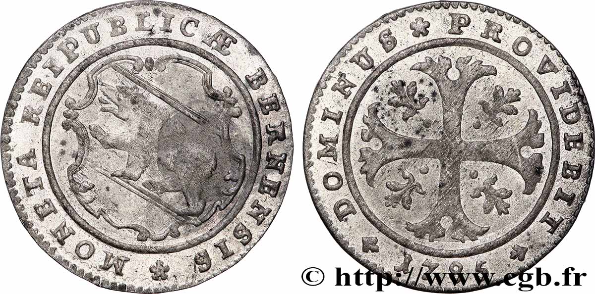SUISSE - CANTON DE BERNE 1/2 Batzen 1785 Berne TTB+