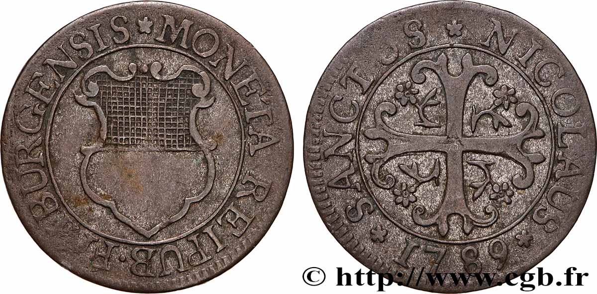 SUISSE - CANTON DE FRIBOURG 2 Kreuzer 1789 TTB