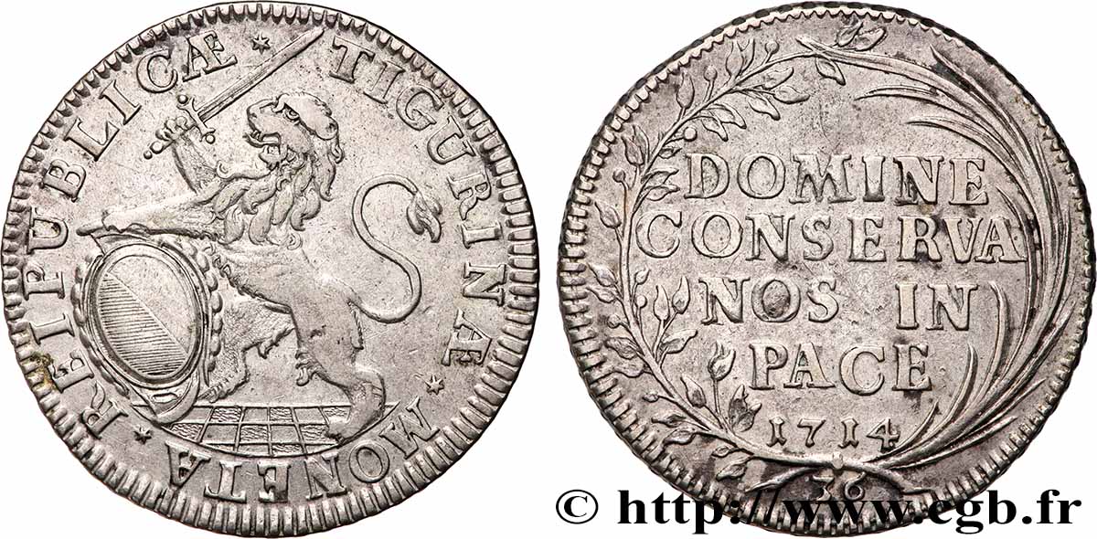SUISSE - RÉPUBLIQUE DE ZURICH 1/2 Thaler Zurich 1714 TTB
