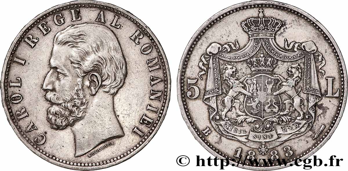 ROUMANIE - CHARLES Ier 5 Lei 1883 Bucarest TTB+