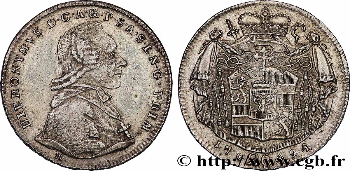 ÖSTERREICH - SALZBURG 20 Kreutzer Jérôme Colloredo 1794 Salzbourg fVZ