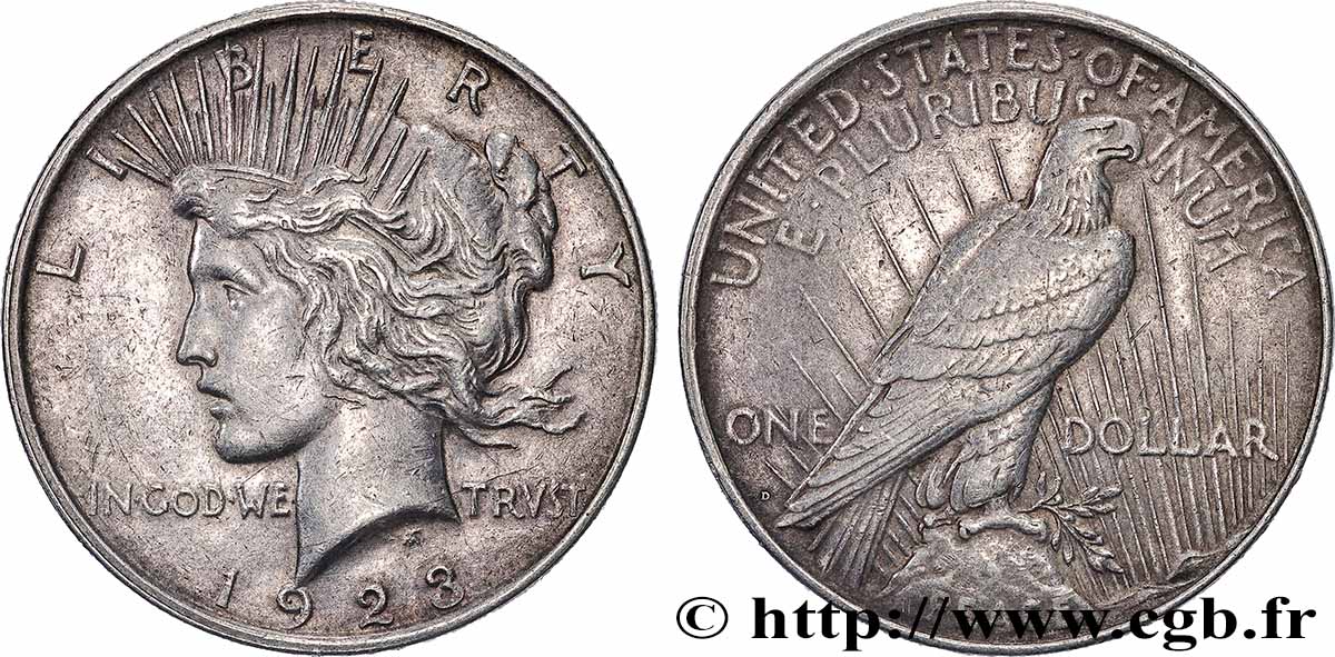 ÉTATS-UNIS D AMÉRIQUE 1 Dollar Peace 1923 Denver TTB+