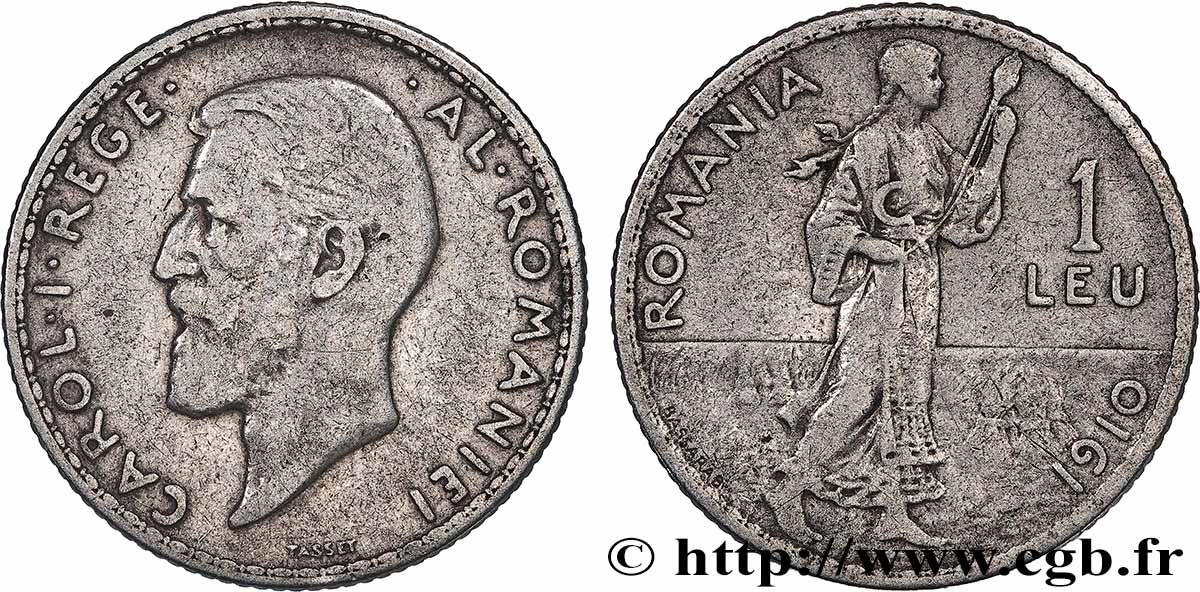 ROMANIA 1 Leu Charles Ier 1910 VF