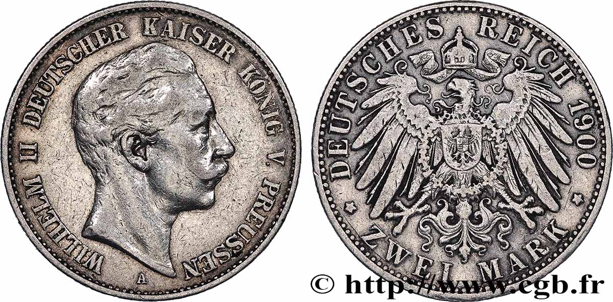ALEMANIA - PRUSIA 2 Mark Guillaume II 1900 Berlin MBC