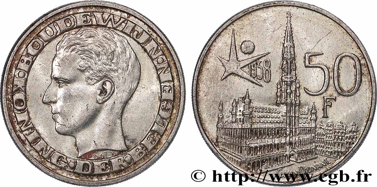 BELGIUM 50 Francs Exposition Universelle de Bruxelles - légende française 1958 Bruxelles AU
