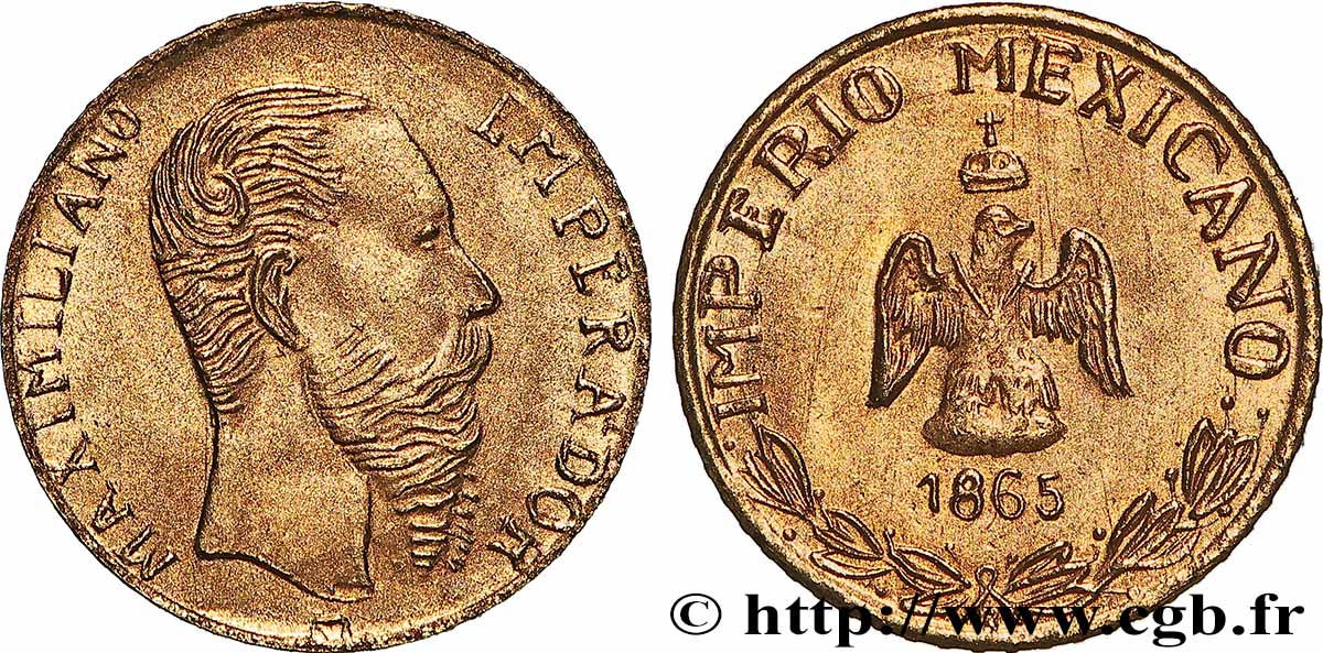 MEXIQUE Peso or fantaisie Maximilien (1865) SPL