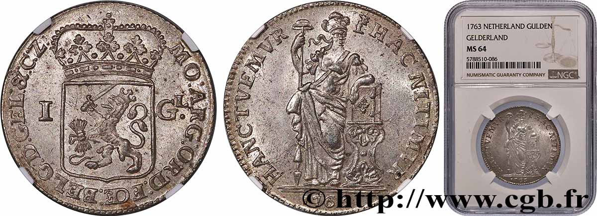 PROVINCES-UNIES - GUELDRE 1 Gulden 1763 SPL64 NGC