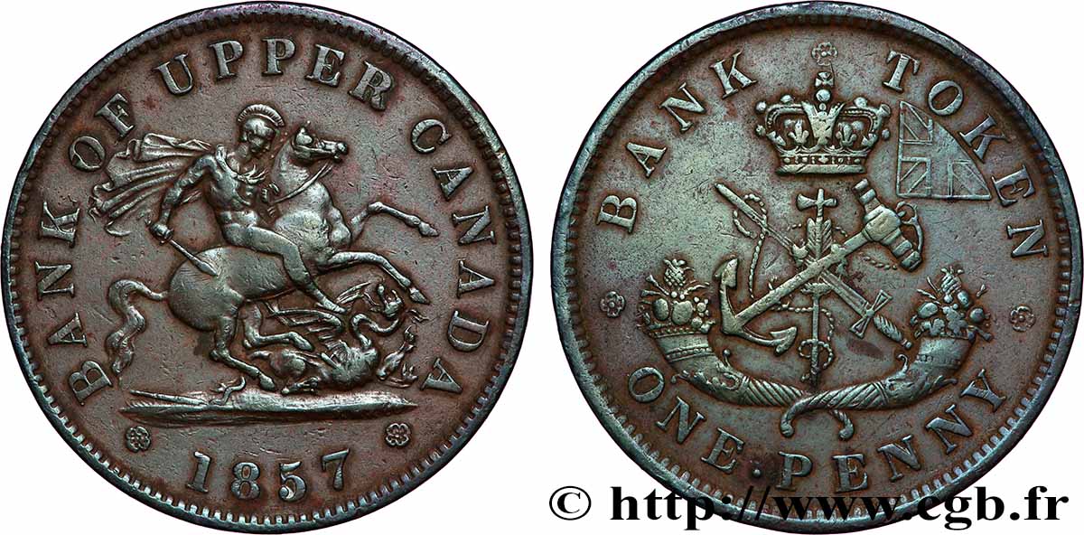 CANADA 1 Penny token Bank of Upper Canada 1857 Heaton AU