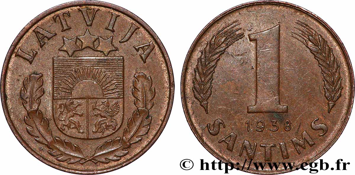 LETTLAND 1 Santims emblème 1938 Londres fVZ