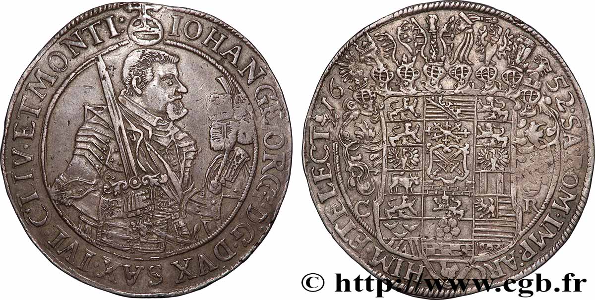 GERMANIA - SASSONIA 1 Thaler - Duché de Saxe électorale Jean Georges 1652 q.SPL