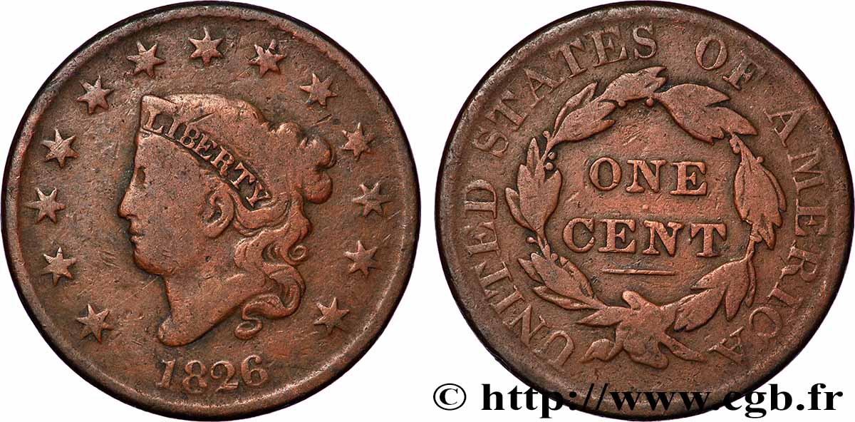 VEREINIGTE STAATEN VON AMERIKA 1 Cent “Matron Head” 1826 Philadelphie fSS
