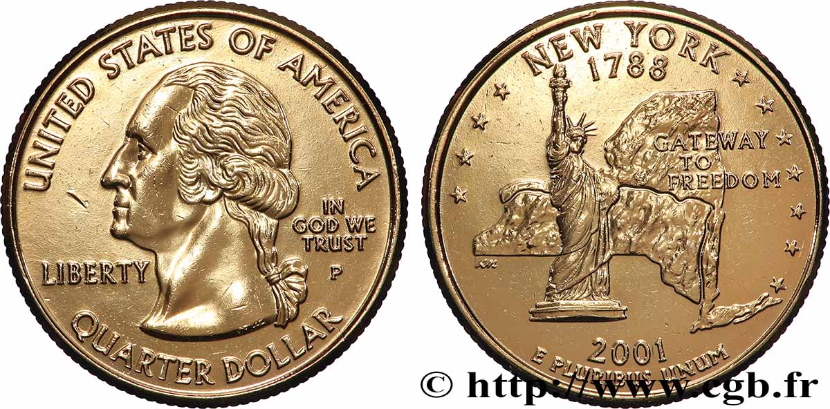 UNITED STATES OF AMERICA 1/4 Dollar New-York 2001 Philadelphie - P MS
