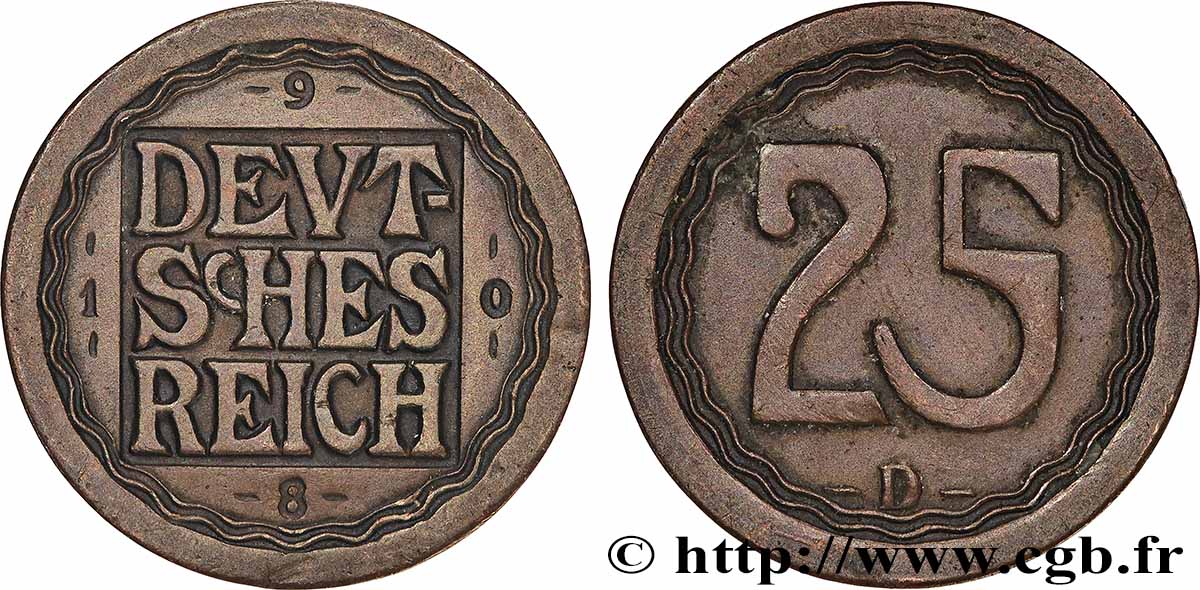 ALLEMAGNE Epreuve de 25 Pfennig 1908 Munich SPL