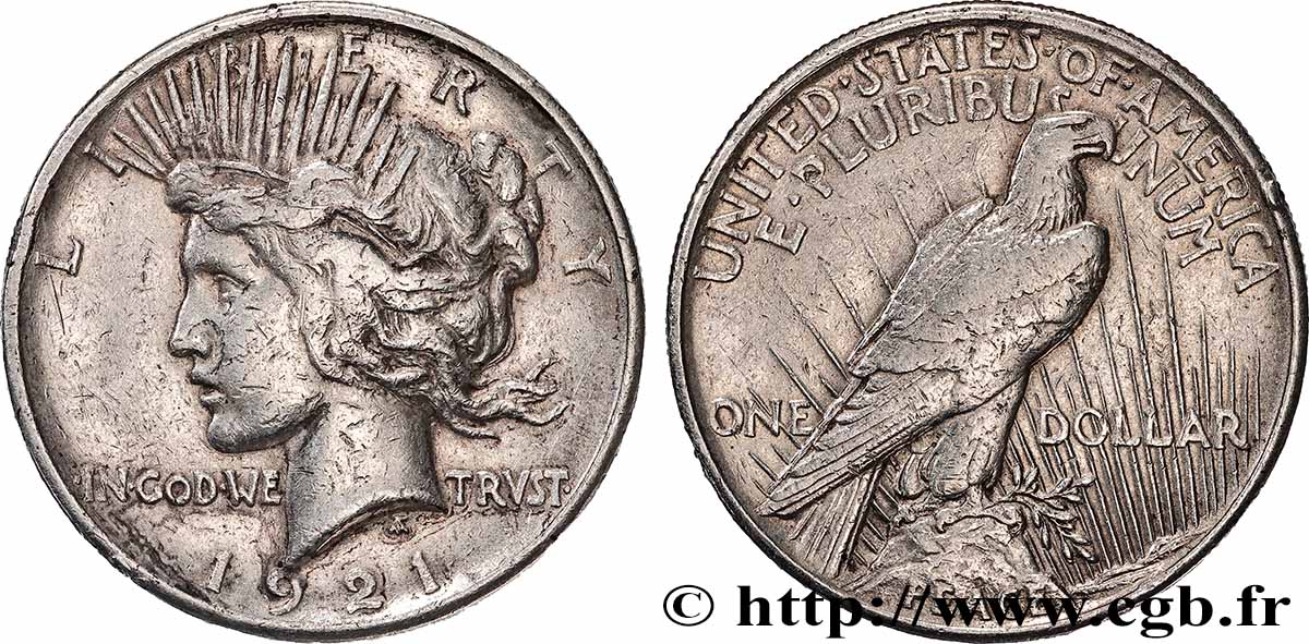 VEREINIGTE STAATEN VON AMERIKA 1 Dollar Peace (High Relief) 1921 Philadelphie SS