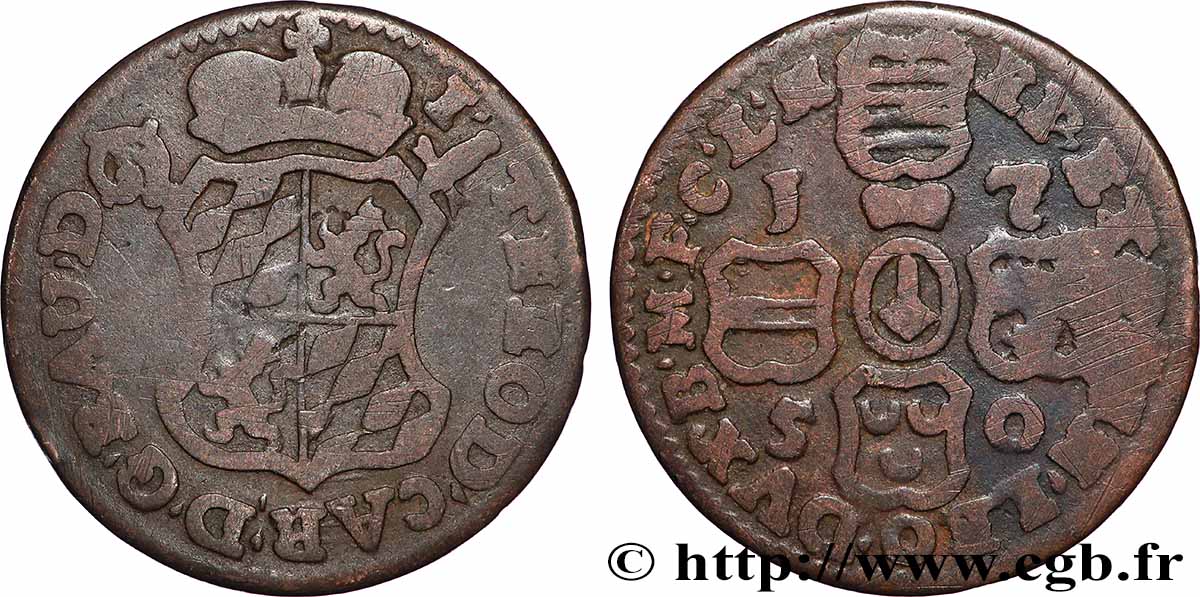 BELGIQUE - PRINCIPAUTÉ ÉPISCOPALE DE LIÈGE 1 Liard Évéché de Liège frappe au nom de Jean-Théodore de Bavière 1750 TB+