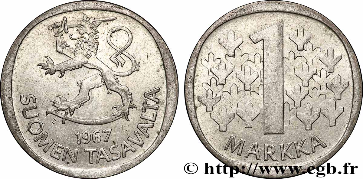 FINLAND 1 Markka 1967 Helsinki AU