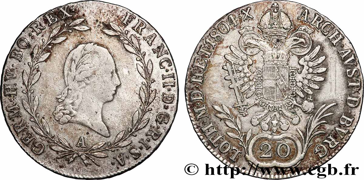 AUTRICHE 20 Kreuzer François II 1804 Vienne TTB