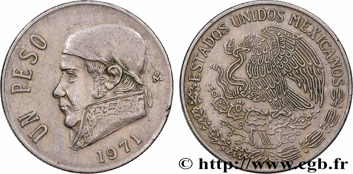 MEXIQUE 1 Peso Jose Morelos y Pavon 1971 Mexico SUP