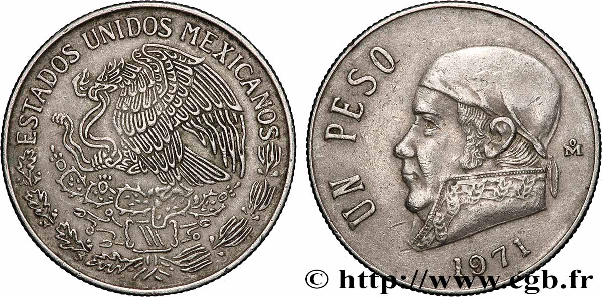 MEXIQUE 1 Peso Jose Morelos y Pavon 1971 Mexico SUP