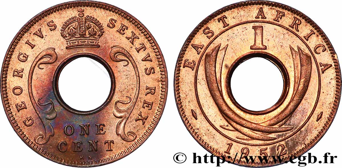 EAST AFRICA (BRITISH) 1 Cent Georges VI 1952 Kings Norton AU