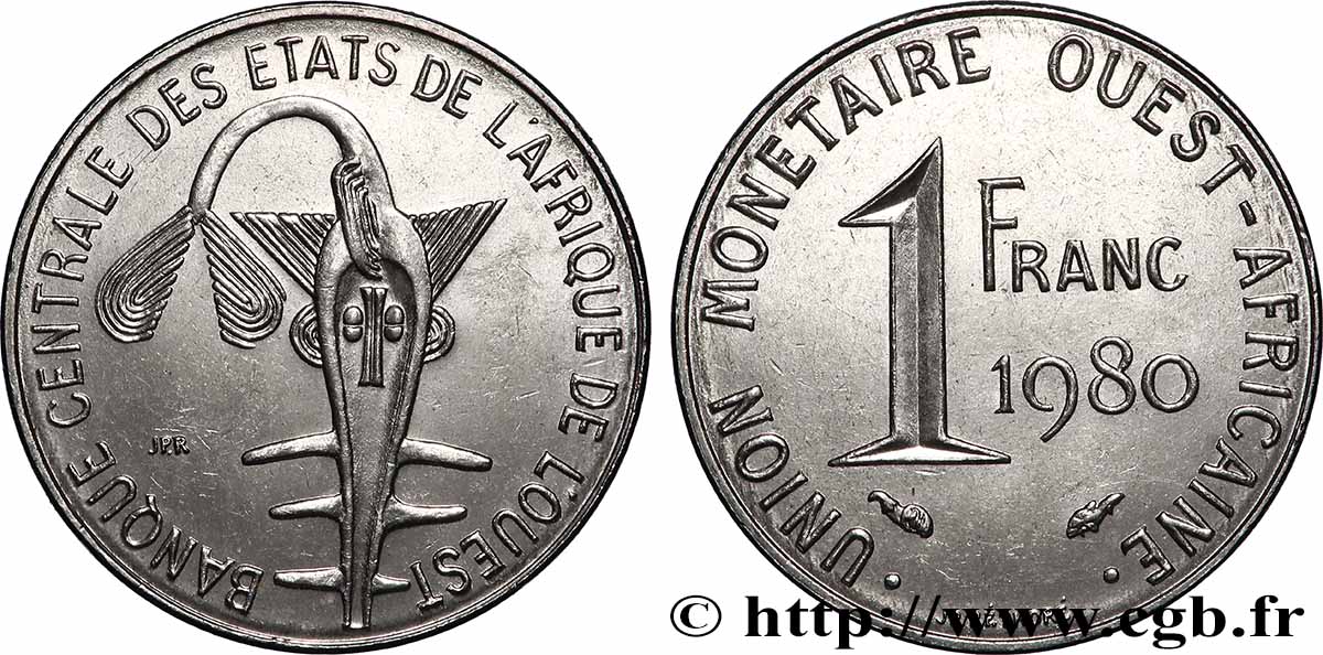 STATI DI L AFRICA DE L OVEST 1 Franc BCEAO 1980 Paris SPL