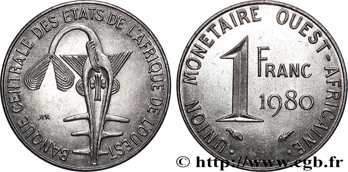 ESTADOS DE ÁFRICA DEL OESTE 1 Franc BCEAO 1980 Paris EBC