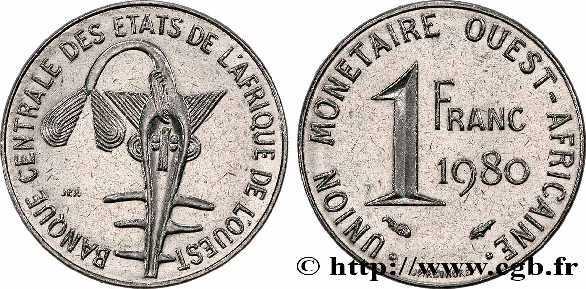 WESTAFRIKANISCHE LÄNDER 1 Franc BCEAO 1980 Paris VZ
