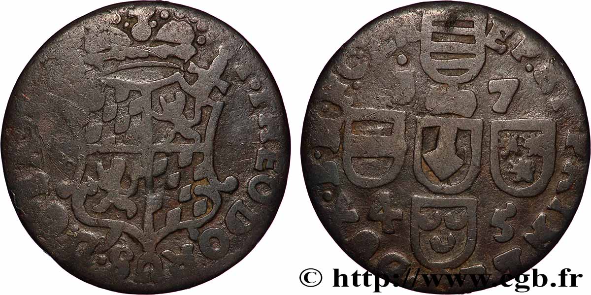 BELGIQUE - PRINCIPAUTÉ ÉPISCOPALE DE LIÈGE 1 Liard Évéché de Liège frappe au nom de Jean-Théodore de Bavière 1745 Liège TB+