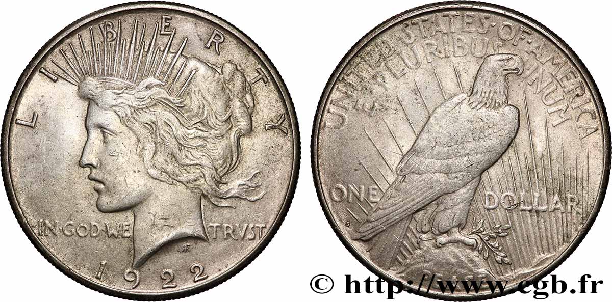 VEREINIGTE STAATEN VON AMERIKA 1 Dollar Peace 1922 San Francisco SS