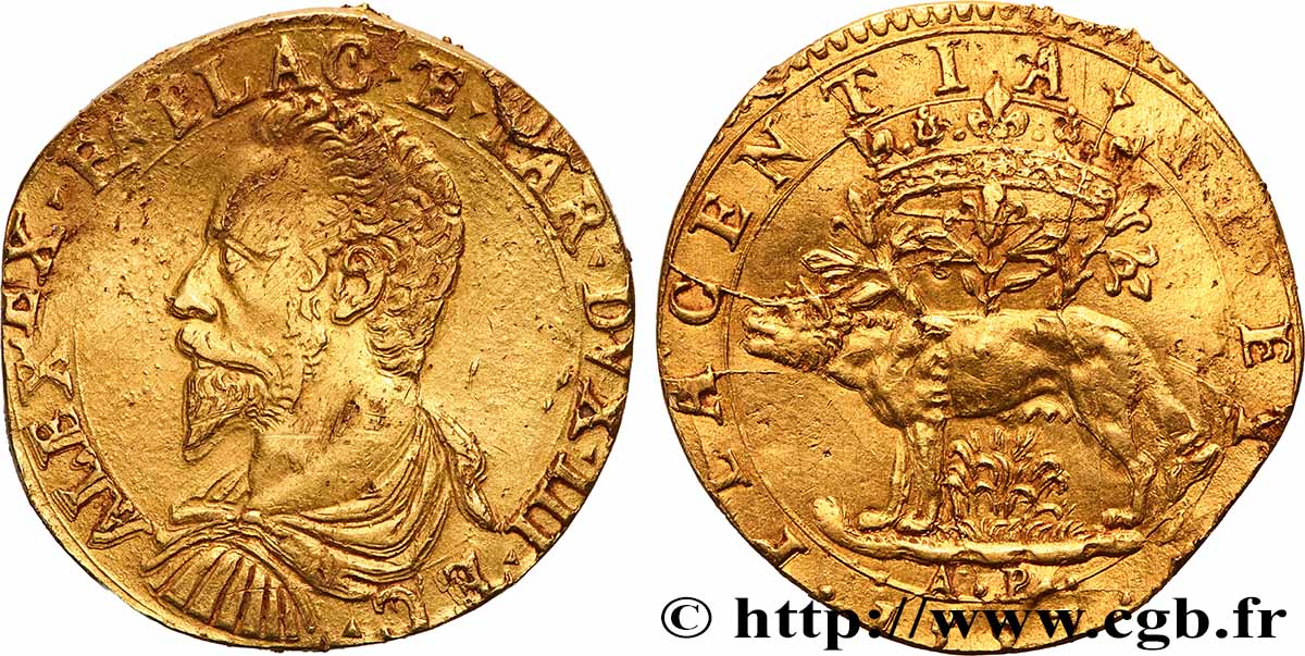 ITALIE - ÉMILIE - PARME - ALEXANDRE FARNÈSE Double doppie 1597 Plaisance TTB