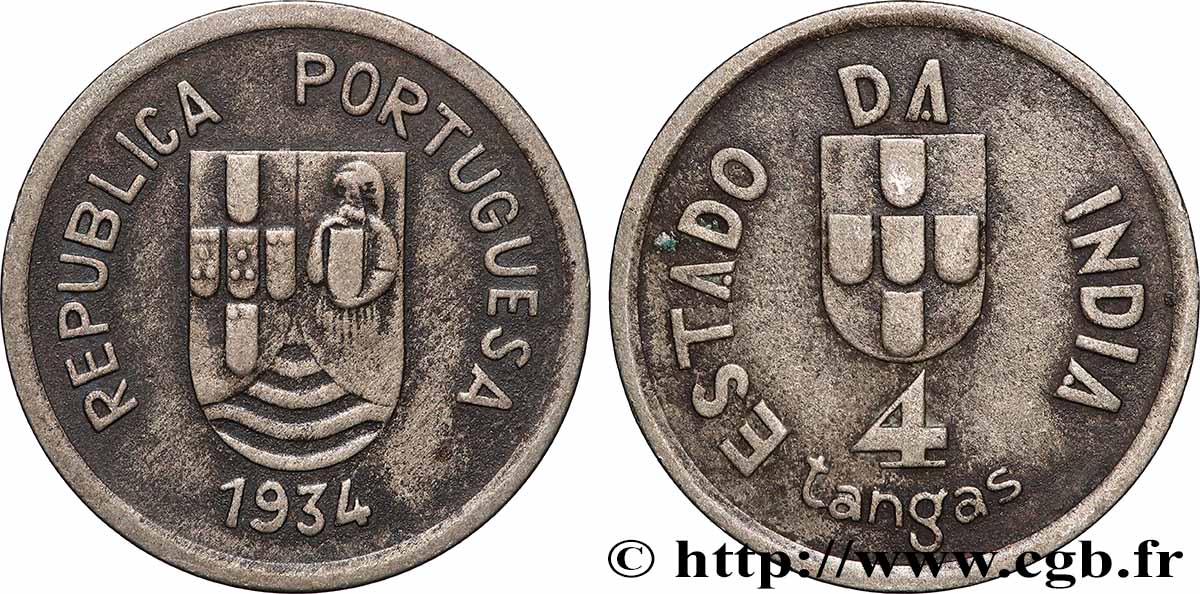 PORTUGUESE INDIA 4 Tangas République Portugaise 1934 Lisbonne XF