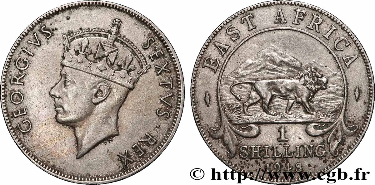 AFRICA DI L EST BRITANNICA 1 Shilling Georges VI 1948 British Royal Mint BB