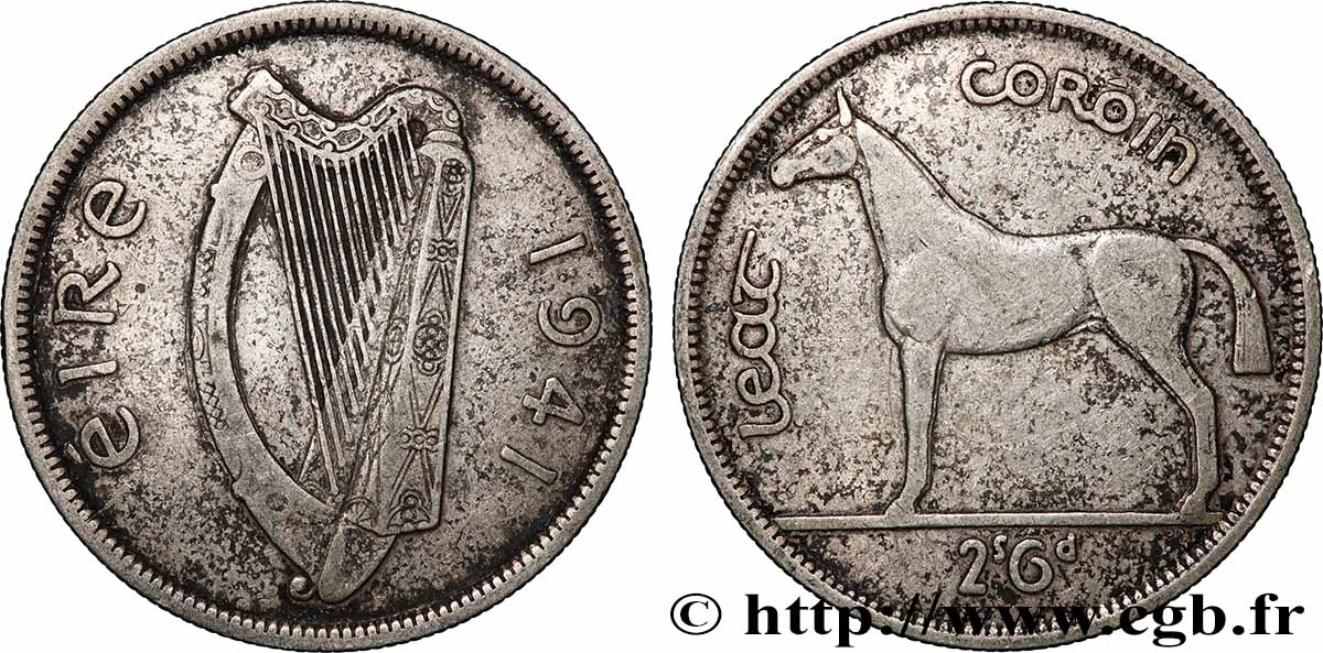 IRLANDA 1/2 Coróin (Crown) 1941 Londres q.BB
