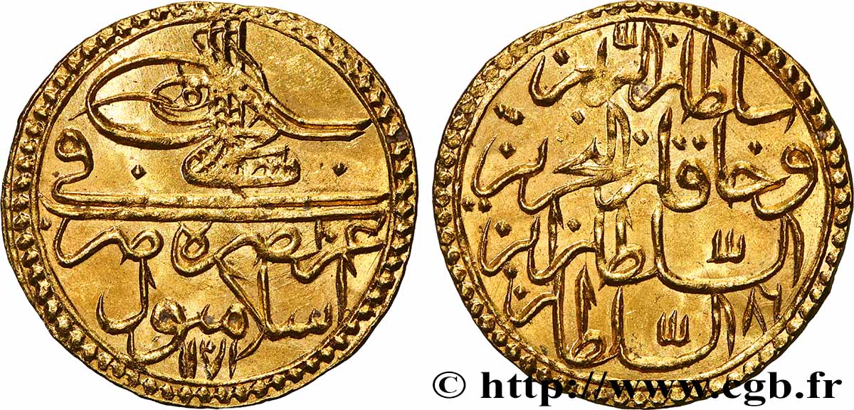 TURQUÍA - IMPERIO OTOMANO - MUSTAFA III 1 Zeri Mahbub AH 1171 an 81 (1768) Constantinoble EBC