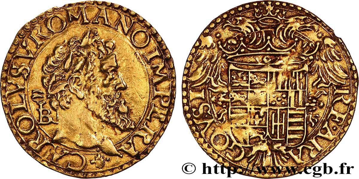 ITALY - KINGDOM OF NAPLES - CHARLES V Ducat d’or n.d. Naples XF