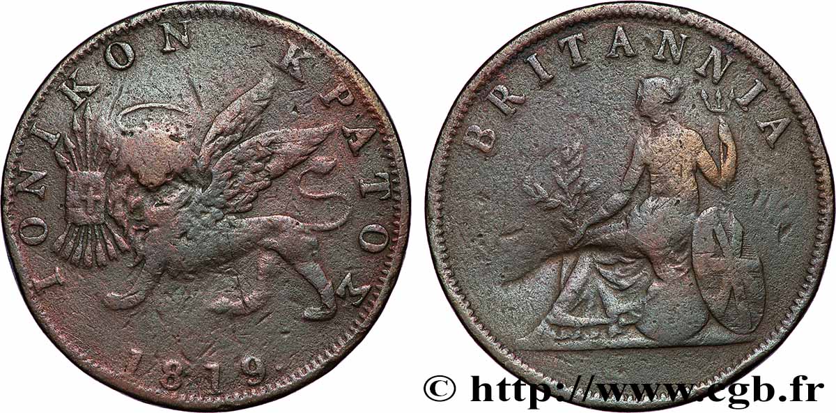 ISLAS JóNICAS 1 Obol lion ailé / Britannia 1819 BC