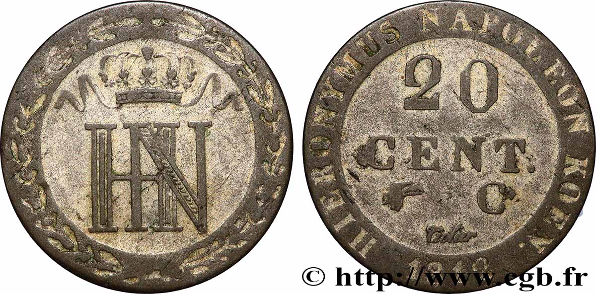 DEUTSCHLAND - KöNIGREICH WESTPHALEN 20 Cent. monogramme de Jérôme Napoléon 1812 Cassel - C fSS