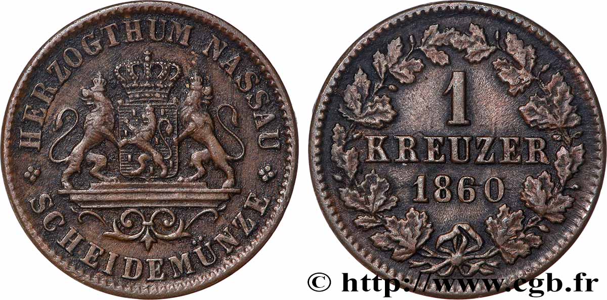 DEUTSCHLAND - NASSAU 1 Kreuzer 1860 Wiesbaden SS