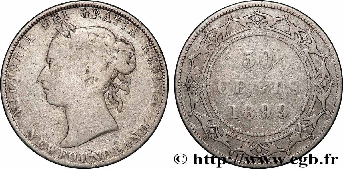 NEWFOUNDLAND 50 Cents Victoria 1899 Heaton VF