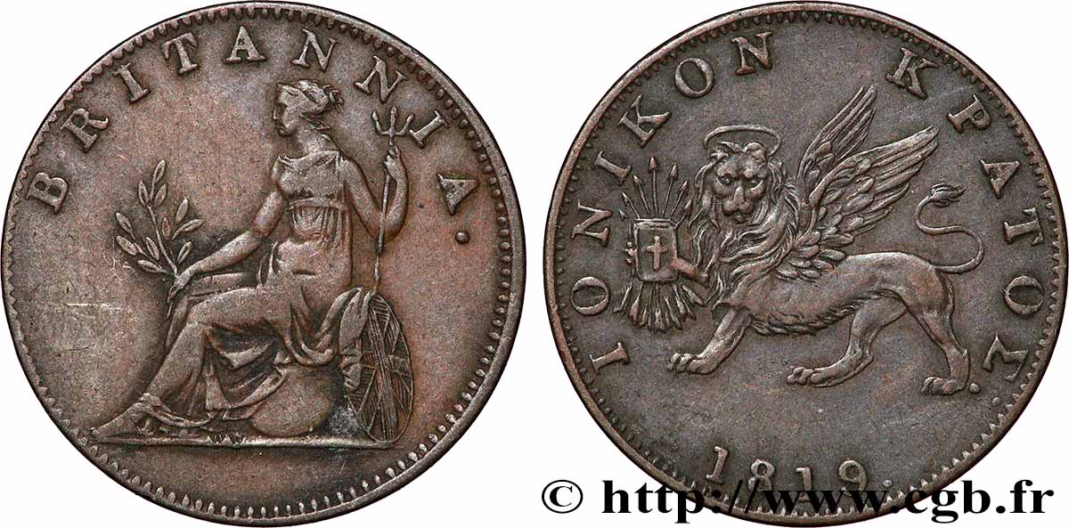 ÎLES IONIENNES 2 Lepta 1819 TTB