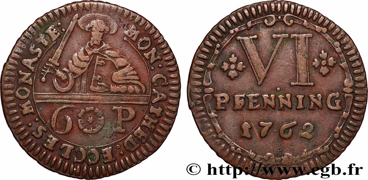 GERMANIA - MUNSTER 6 Pfenning Chapitre de la Cathédrale de Münster 1762 q.BB