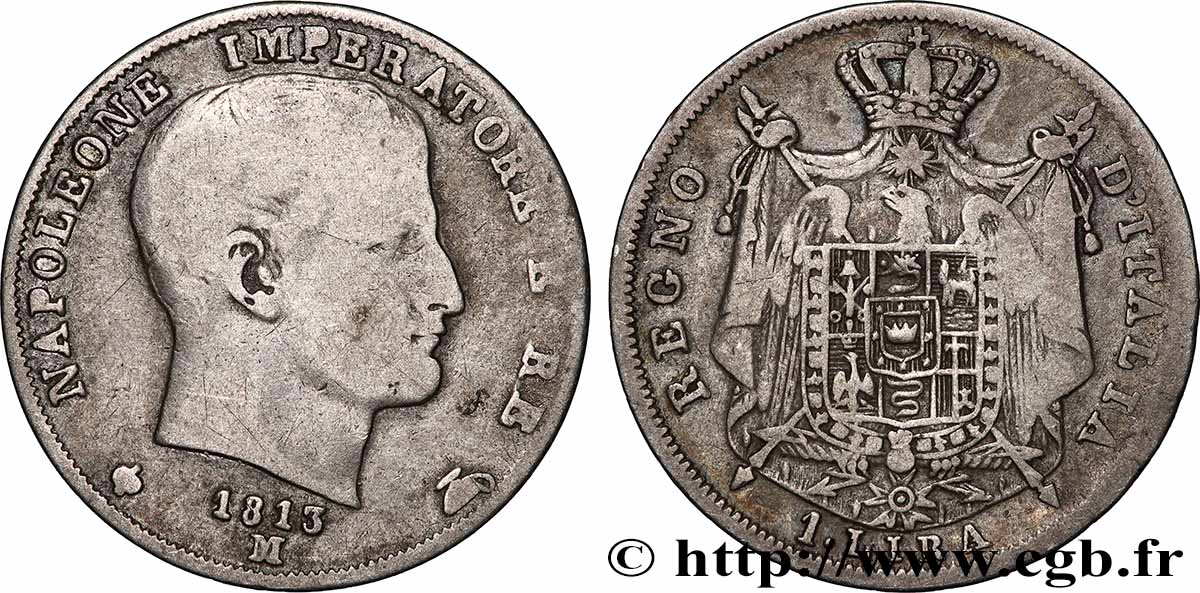ITALIEN - Königreich Italien - NAPOLÉON I. 1 Lire 1813 Milan S