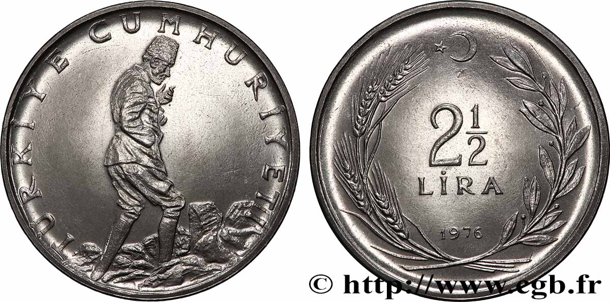TURCHIA 2 1/2 Lira Mustafa Kemal Atatürk 1976 Istanbul SPL