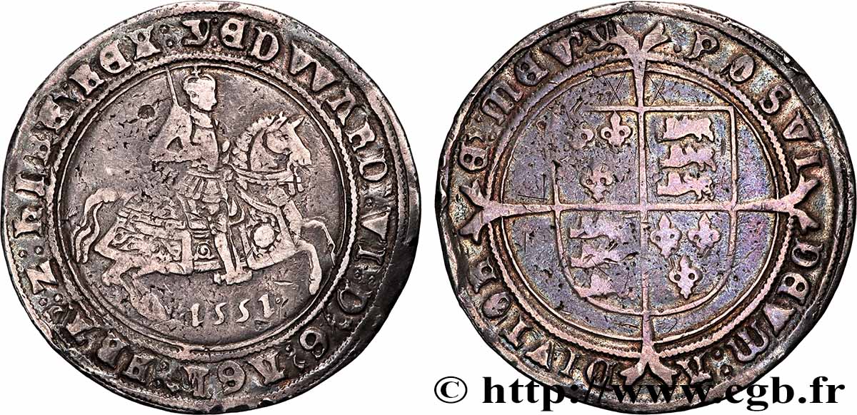 KINGDOM OF ENGLAND - EDWARD VI Crown 1551 VF