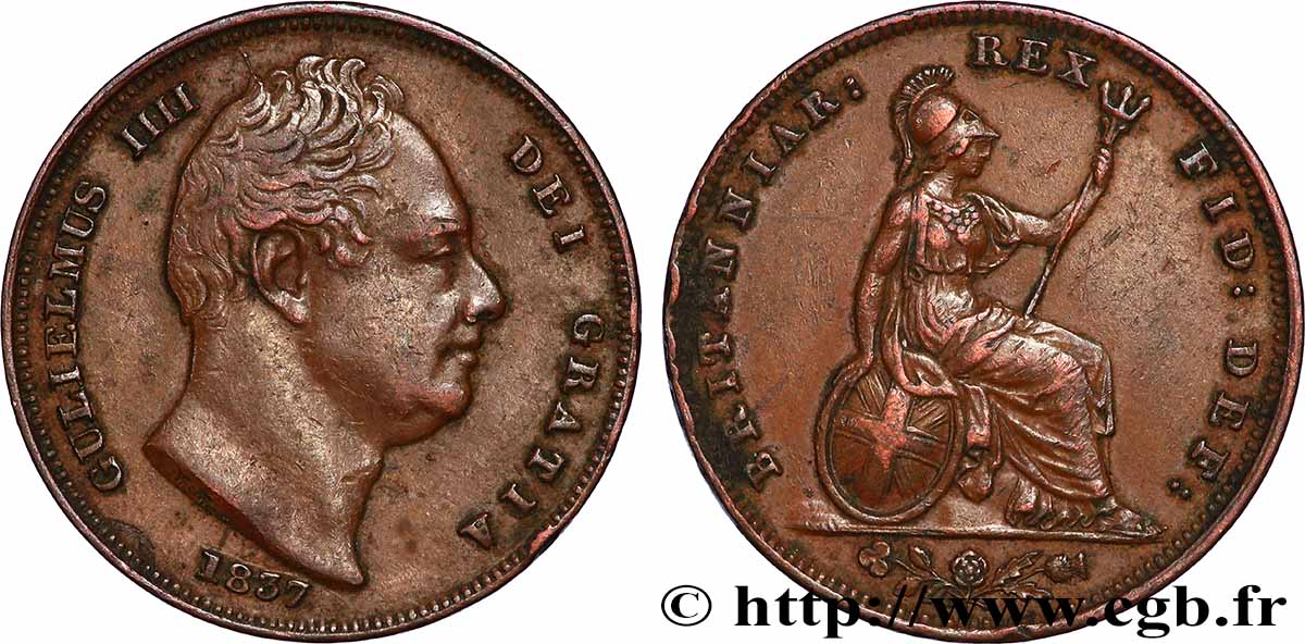 REGNO UNITO 1 Farthing Guillaume IV 1837 Londres q.SPL