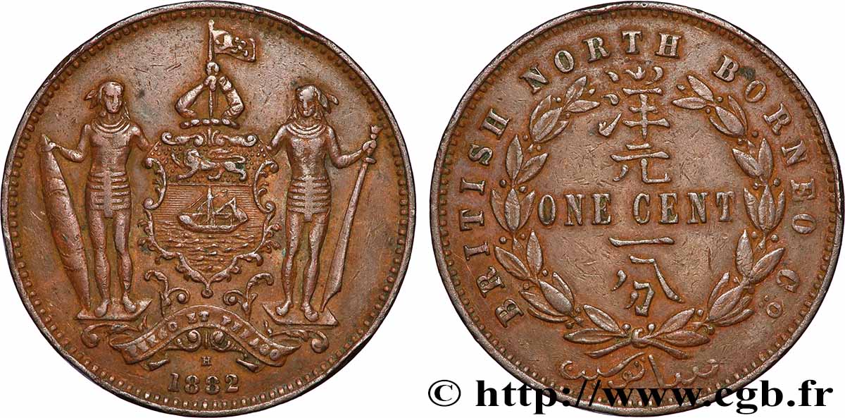 MALAISIE - BORNÉO DU NORD BRITANNIQUE 1 Cent 1882 Heaton TTB