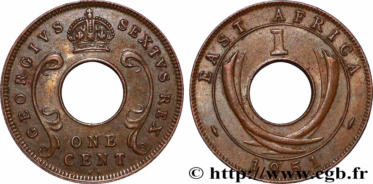 AFRIQUE DE L EST 1 Cent Georges VI 1951 Kings Norton TTB+